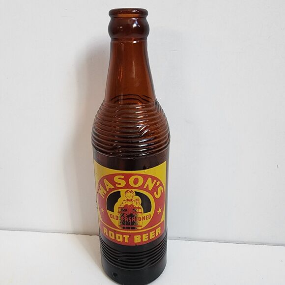 Mason's Root Beer Bottle Brown Glass Soda Pop 10 fl oz Vintage - Picture 1 of 9